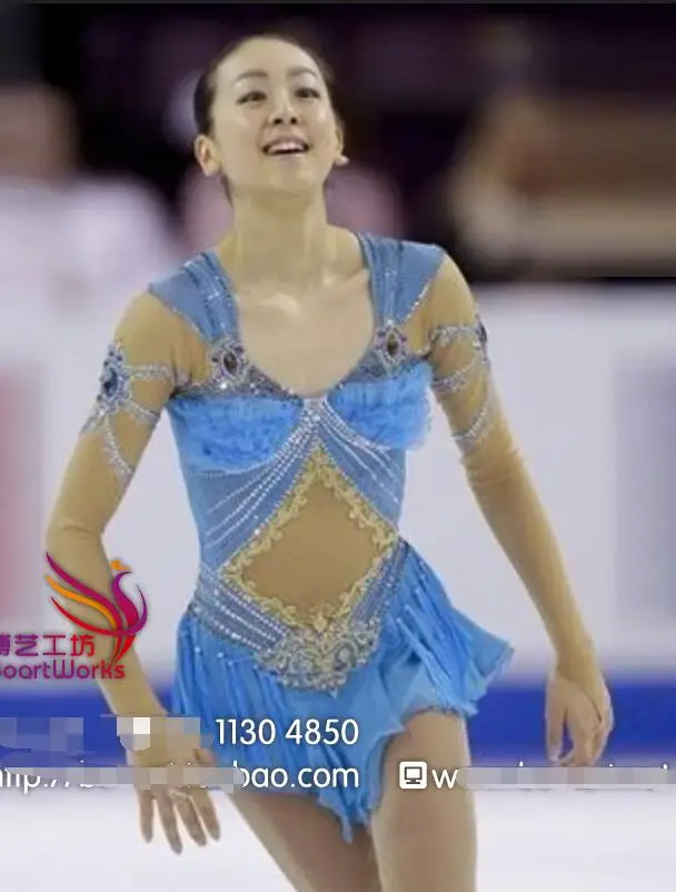 blue figure skating dress for competition font b women b font ice skating dresses custom ice