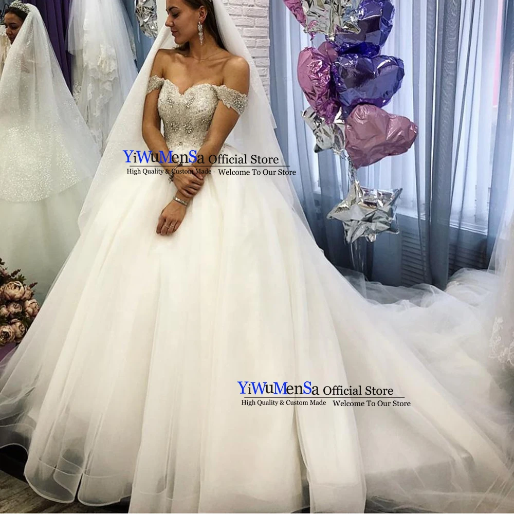 

Luxury Sweetheart A Line Wedding Dress 2019 Plus Size Crystal Beading Bridal Gowns Puffy Tulle Dresses Robe De Mariee Trouwjurk