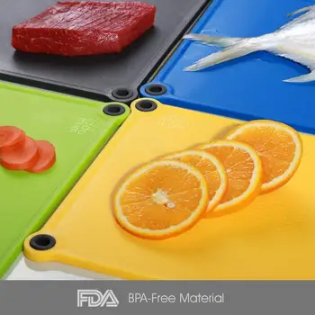 

iddomum Chopping Board PP Non-slip Hang Hole Juice Rim Cutting Board Mat for Fruit Vegetable Meat salad Double-sided Usable