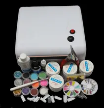 EM-122free shipping 36W White UV Lamp Gel Polish Curing Dryer Light Acrylic UV Nail Art Kit Set