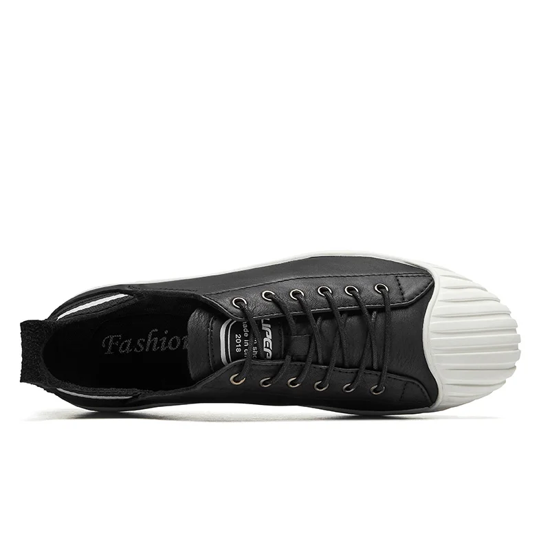 Hommes Véritable De automne Cuir En Nouvelle Chaussures Occasionnels Main Respirant Printemps Marque Doux Appartements Arrivée White black Noir qCEPSdcq