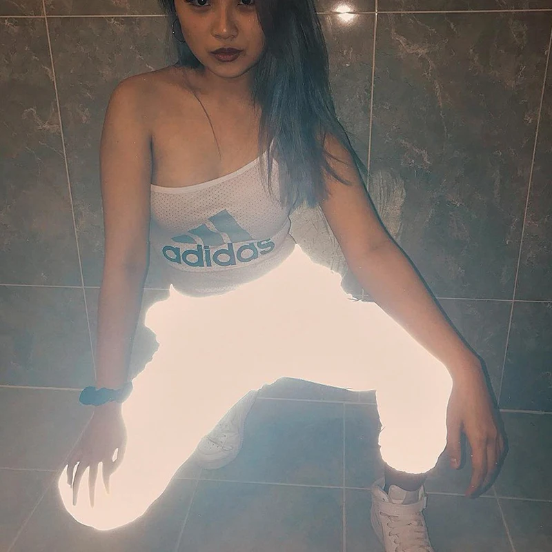 

Fashion Festival Reflective Pants Nightclub Party Joggers Women Pants 2019 Summer Women Casual Sports Streetwear Ladies Trousers