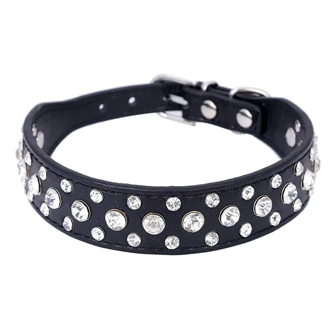 

Personalized Rhinestone PU Pet Dog Collars for Small Medium Breeds