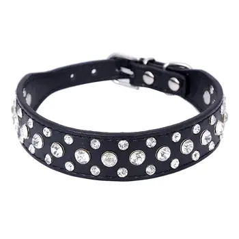 

Personalized Rhinestone PU Pet Dog Collars for Small Medium Breeds