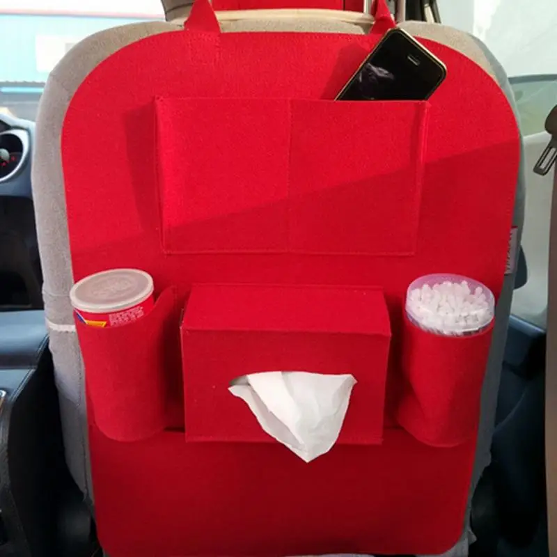 Многоцветная Автомобильная сумка на спинку сиденья для одеяла, тканевая сумка для хранения с несколькими карманами, органайзер, держатель, аксессуар - Название цвета: Красный