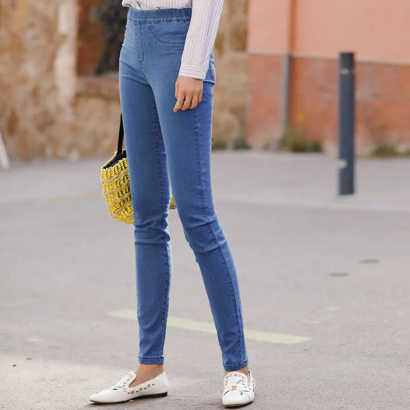 INMAN, осенняя одежда, джинсы для женщин, модные однотонные женские длинные штаны - Цвет: Jeans Blue