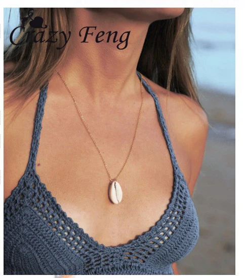 

2018 Fashion Long Chain Simple Beach Seaside Shell Necklace Clavicle Chain Female Jewelry Valentine's Day Gift