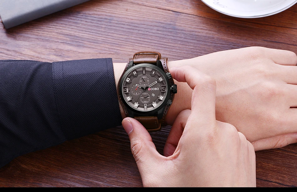 DOOBO Men's Casual sport Quartz Watch Mens Watches Top Brand Luxury Quartz-Watch Leather Military Watch Wrist Male Clock Drop