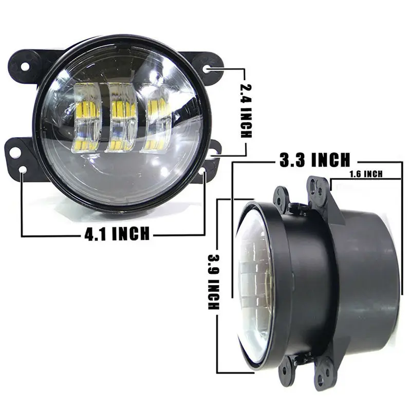 1 пара противотуманных фар 4 дюйма 30 Вт круглый светодиодный проходящий внедорожный противотуманный фонарь для Jeep Wrangler JK TJ LJ Grand Cherokee Dodge charger Magrum