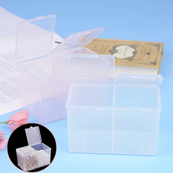 

Nail Art 2 Colors Clear Compartments Holder Organizer Container Gel Polish Remover Cleaning Cotton Pad Swab Storage Box