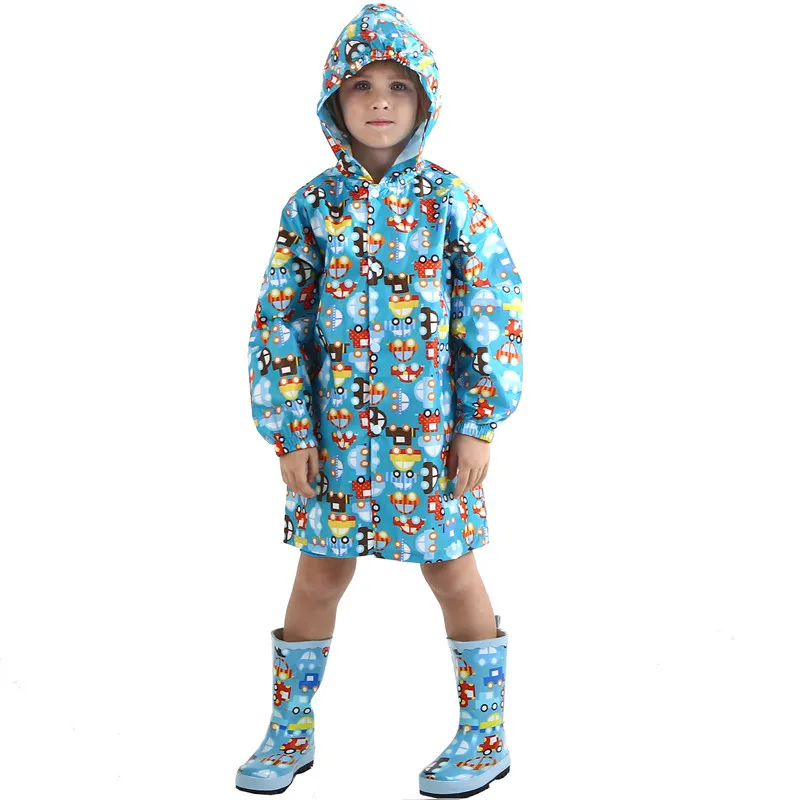 

2019 New Children Waterproof Coat Rain Snow Wear Boys Girls Kids Cartoon pattern Hooded Kids Baby Lovely Long Hooded Clothes