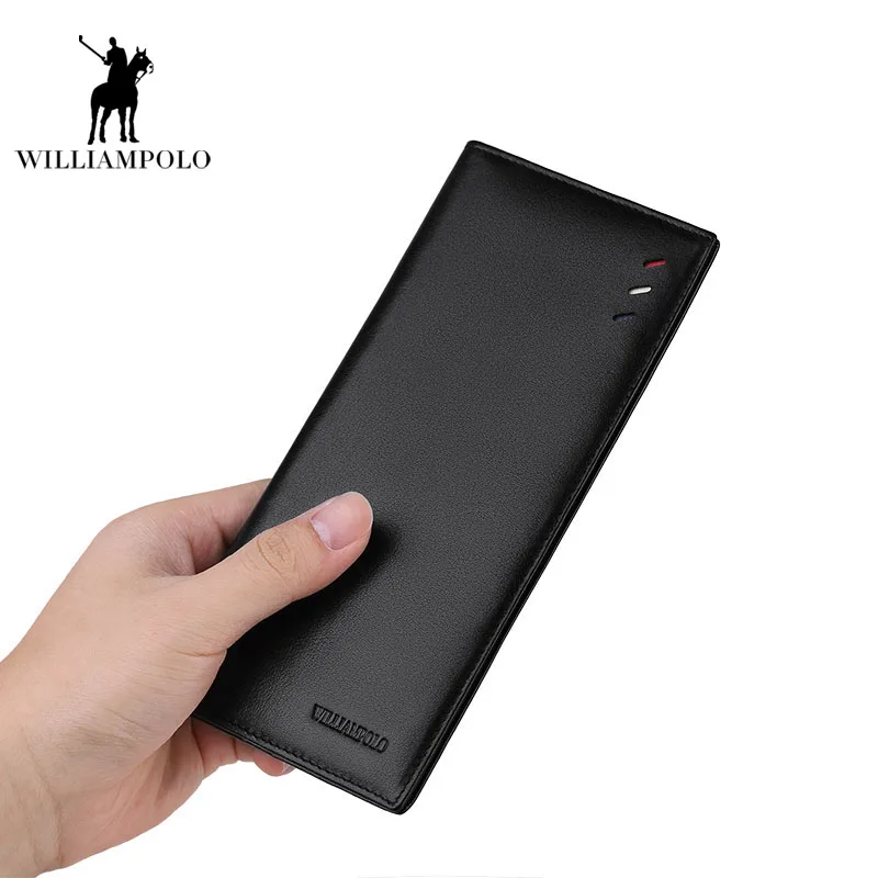 

Ultra Thin Men's Wallet Male Long Genuine Leather Card Holder Wallets Portomonee 2018 long style three color fashion male purse