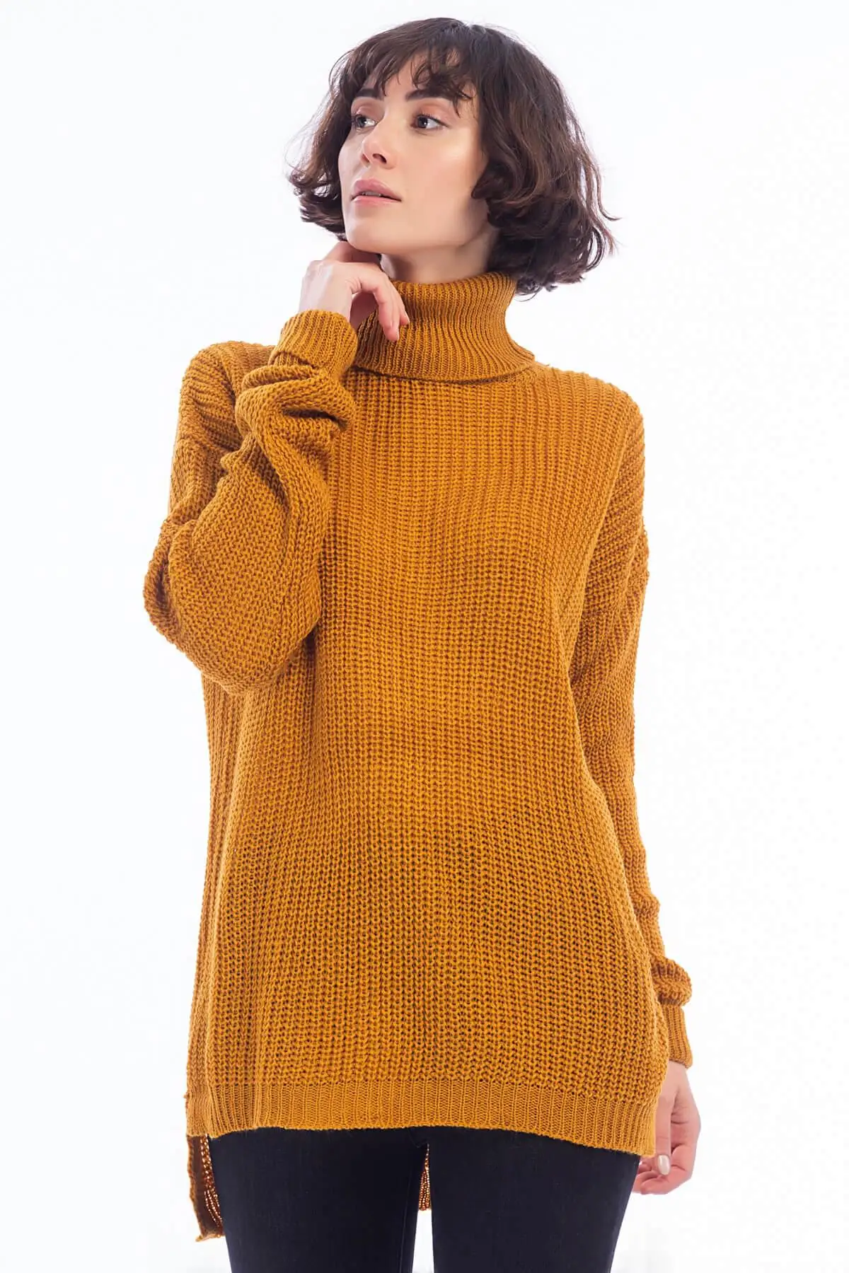 

Cotton Mood Women Mustard Sweater Selanik Turtleneck Sweater 8430001