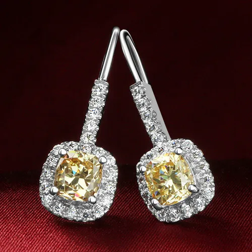 925 серебряные 1CT/шт Подушки свадебные серьги Для женщин имитировать Серьги с алмазами Увлеченные серьги серебро, белое золото