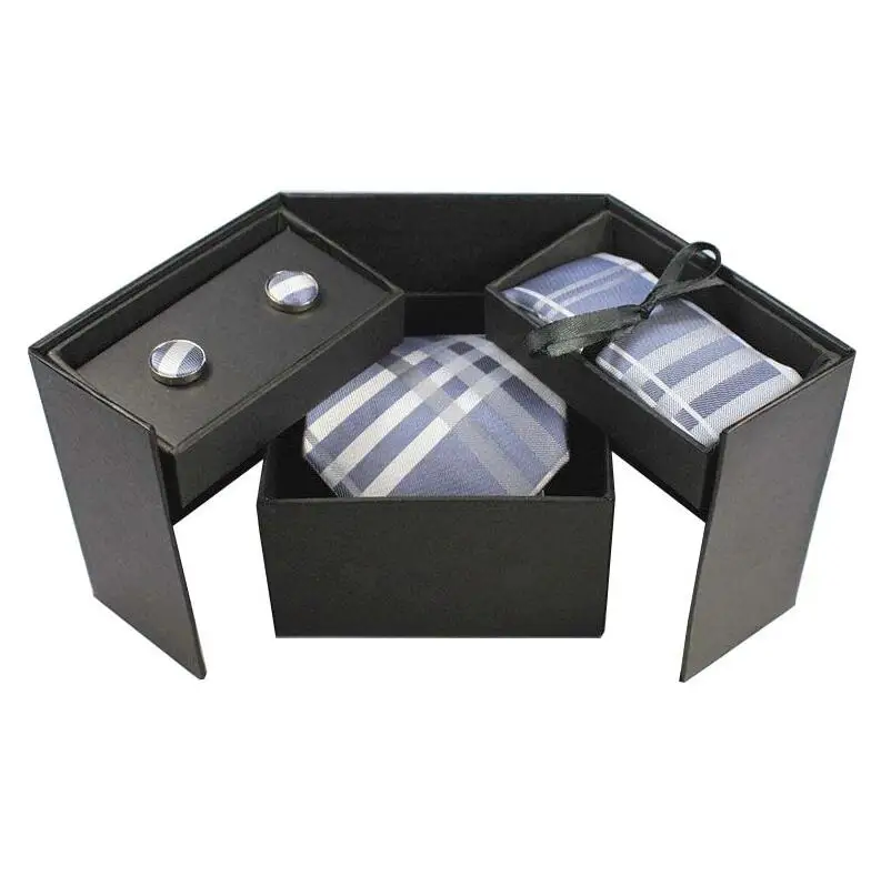 Gusleson 38 стилей галстук набор Hanky запонки с подарочной коробкой жаккардовые галстуки с узором набор для мужчин Свадебная вечеринка много аксессуаров - Цвет: 06