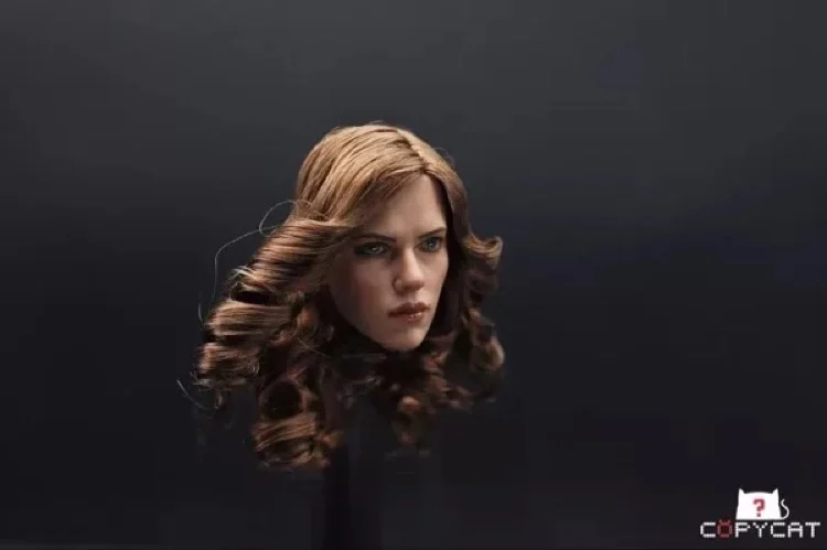 Коллекция 1:6 Scarlett Johansson черная вихревая голова с коричневыми волнистыми волосами
