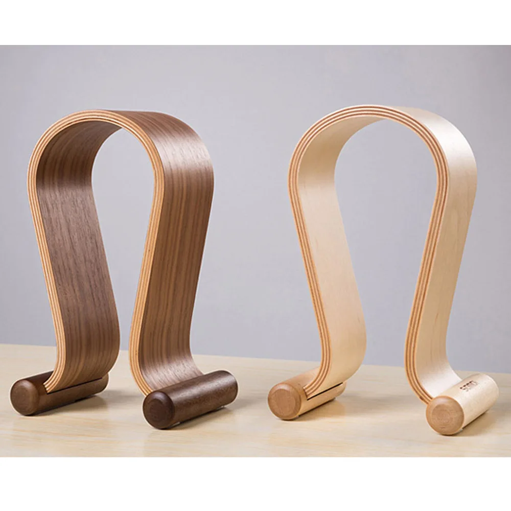 1pcs Holder Hanger Wooden Headset Desk Display Shelf Rack wooden stand U Shape Wood Headphones Stand for headphones
