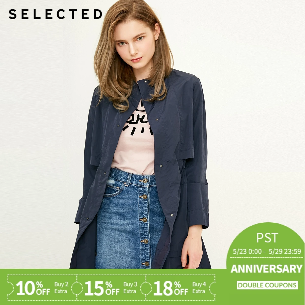 

SELECTED Women's Pure Color Light-weight Long Coat S|418121521