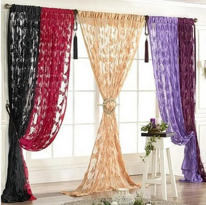 

Fashion Design Sheer Room Curtain Pattern Voile Panel Drape Lace Window Curtains