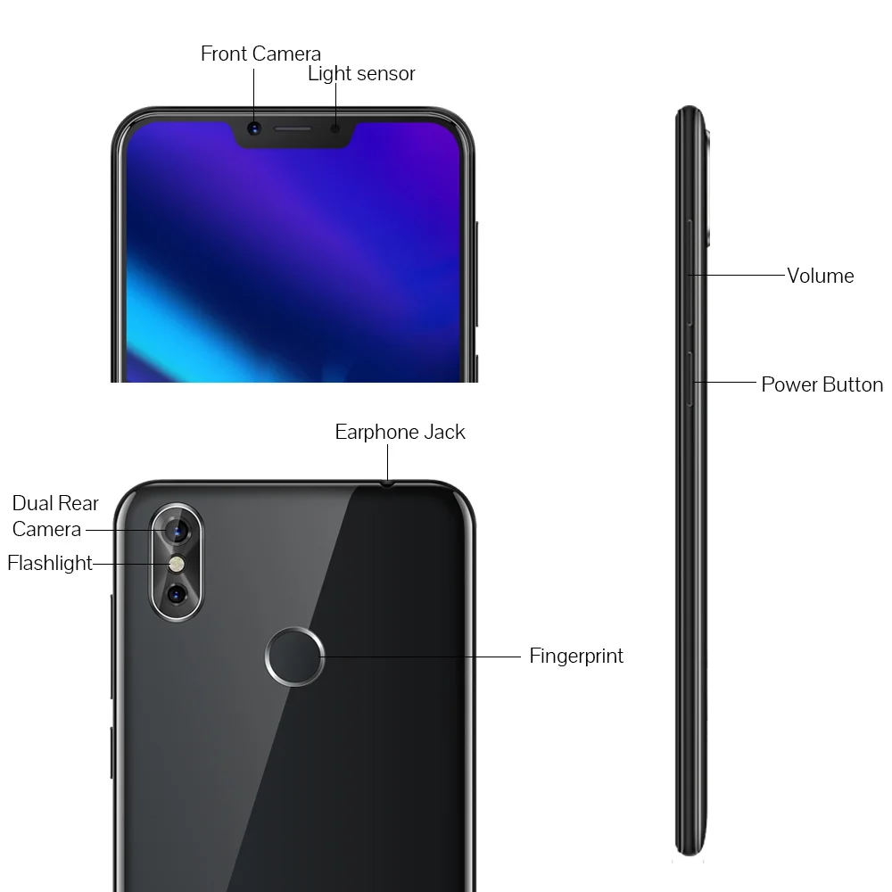 Cubot P20 4 GB + 64 GB Android 8,0 19:9 6,18 \