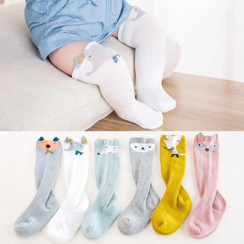 Милые теплые носки с рисунками животных для маленьких мальчиков и девочек на осень и зиму теплые хлопковые гетры для маленьких мальчиков и девочек 0-3 лет
