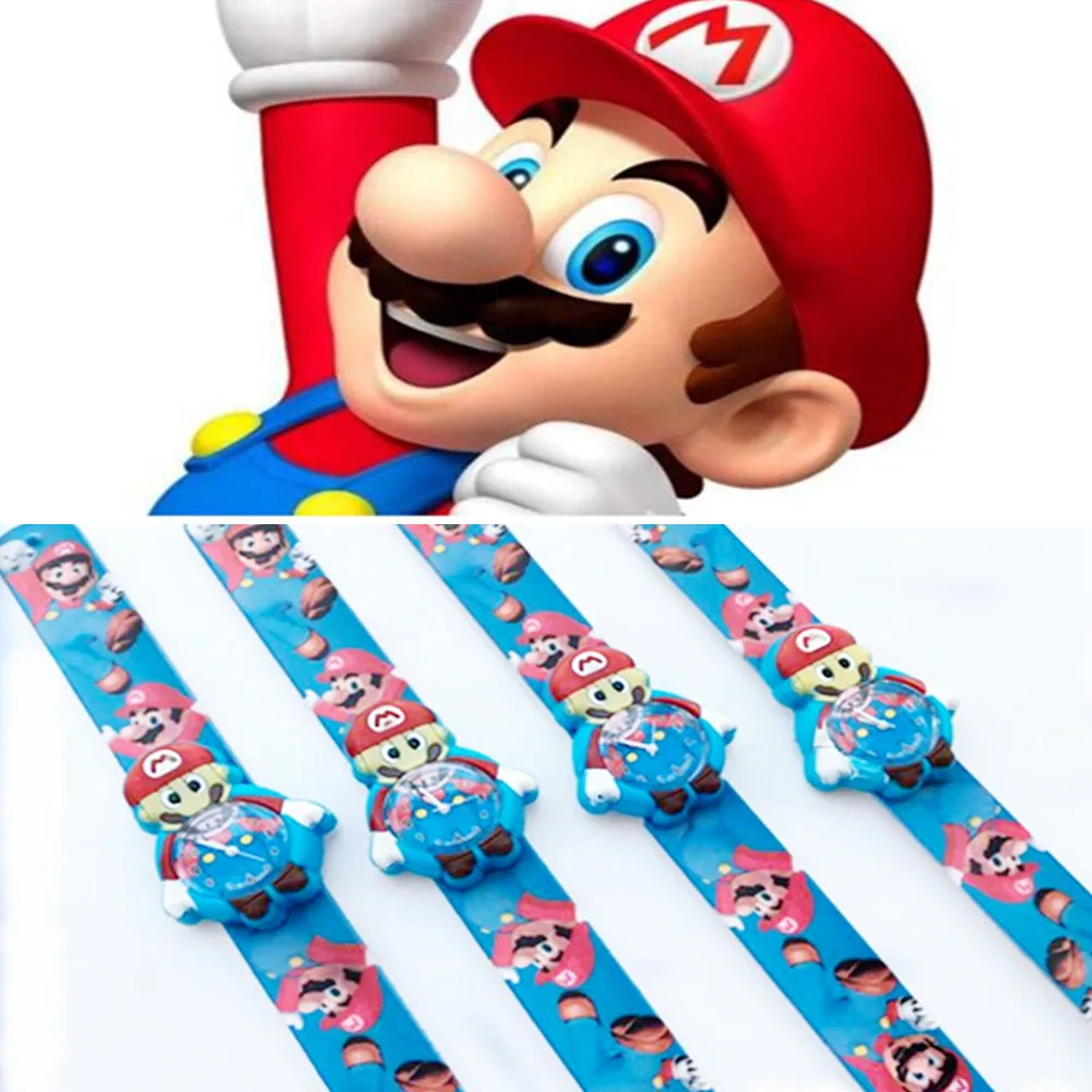 

1 pcs Cartoon Quartz Watches Super Mario Action Figures 3D Model Mario Brother Silicone Strap Color Printing Strap Watch Kid Toy