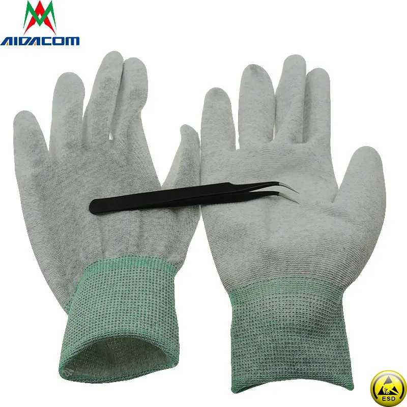 AIDACOM 1 пара Антистатический ESD ПУ перчатки с покрытием ладонной части электронные рабочие защитные перчатки