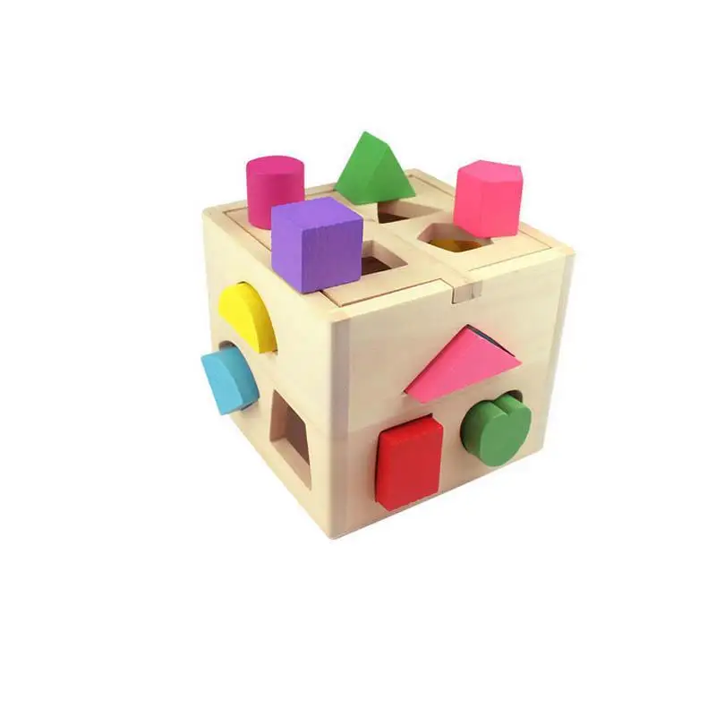13 Holes Intelligence Wooden Box For Shape Sorter Cognitive And