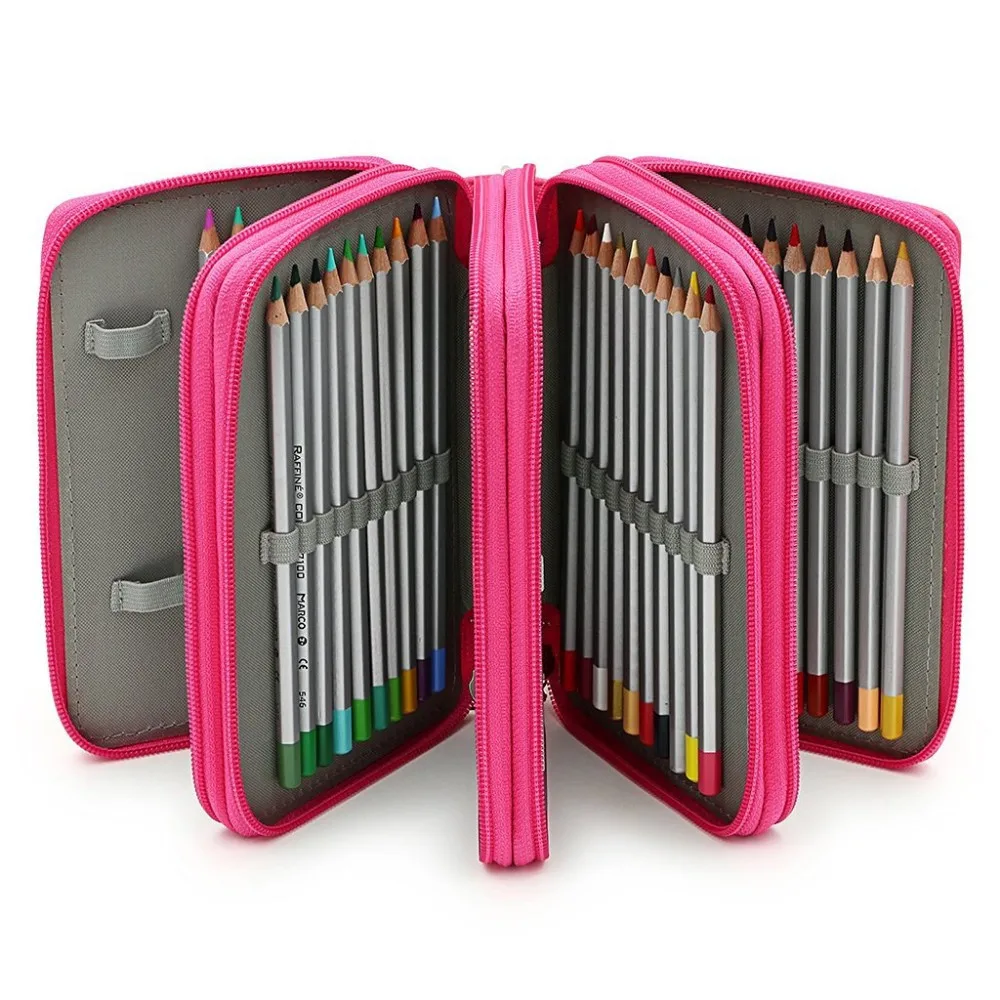 72 Holders 4 Layers Handy PU Leather School Pencils Case Large Capacity
