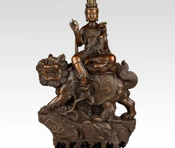 

15" China Tibet Bronze Guanyin Kwan-yin Bodhisattva Ride Unicorn Brass Statue