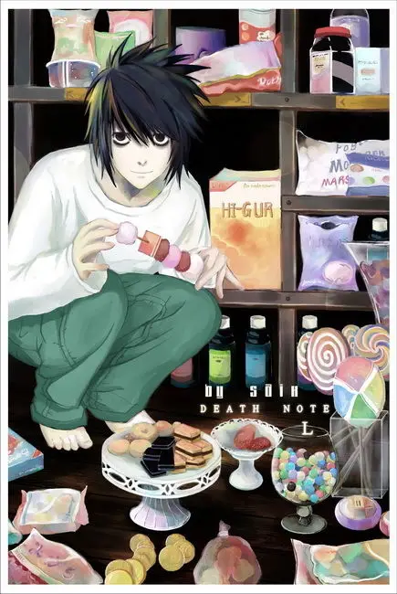 мем l из тетради смерти за столом. L тетрадь смерти. тетрадь смерти эл лоулайт. рьюга хидеки тетрадь смерти. L из тетради смерти.