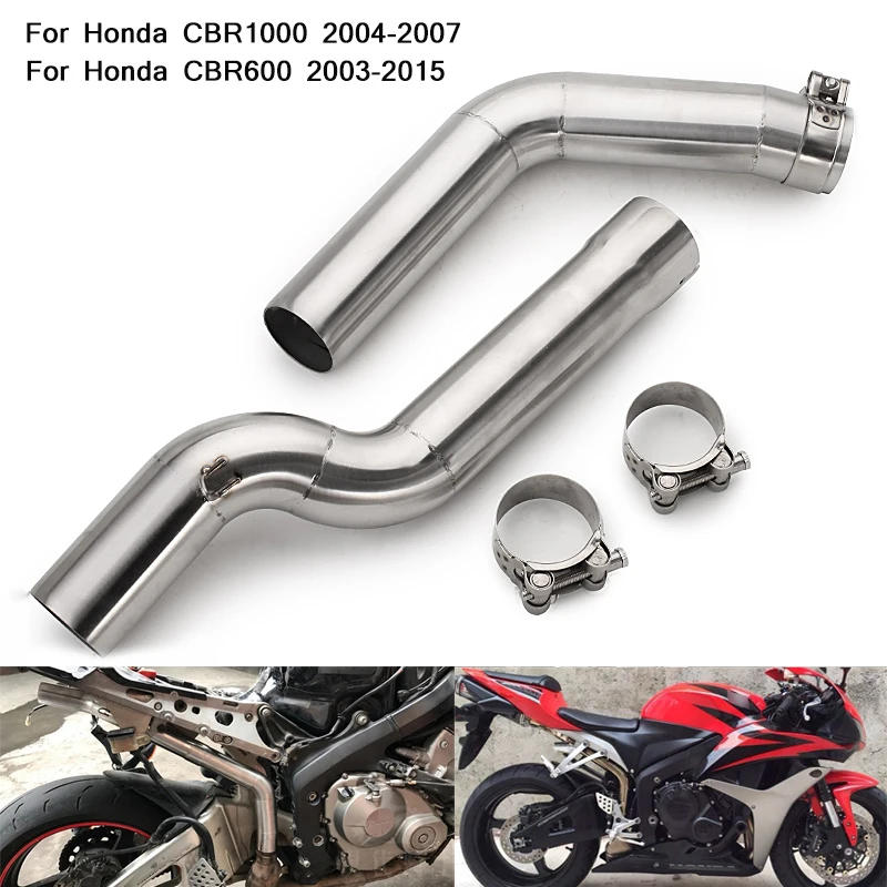 

Silp on for Honda CBR1000 2004-2007 CBR600 2003-2015 Motorcycle Non-destructive Modified 51mm Stainless steel Middle Link Pipe