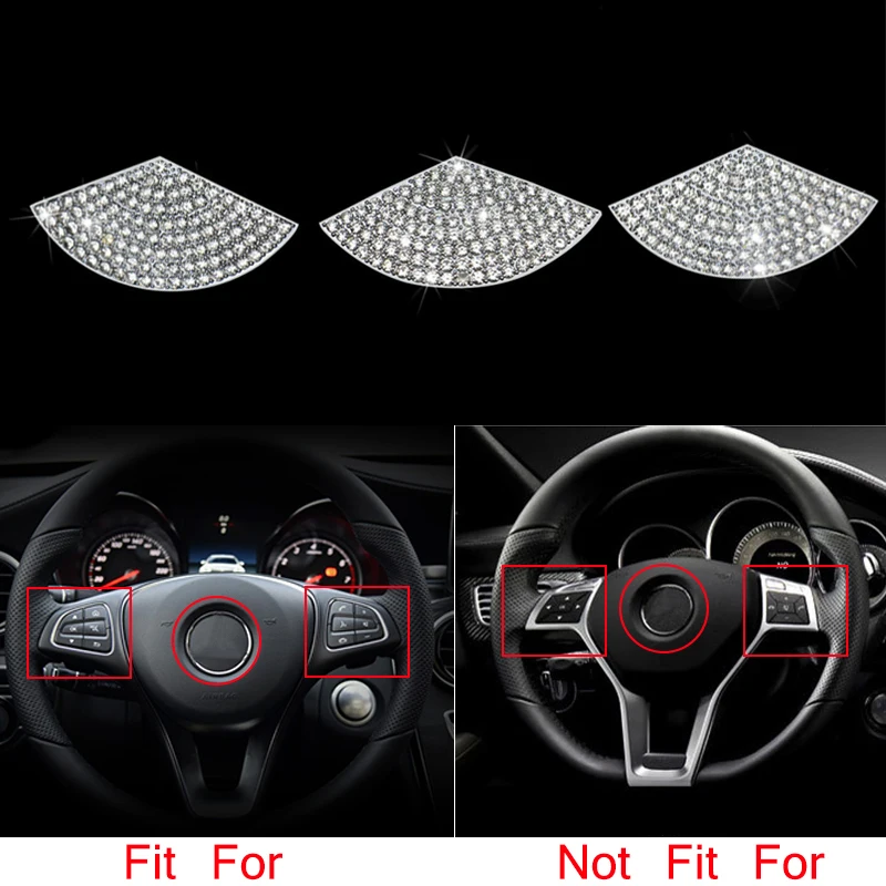 

3pcs Diamond Style Steering Wheel Interior Trim Cover For Benz GLC Class X205 16-17 & C Class W205 15-17 & E Class W213 2017