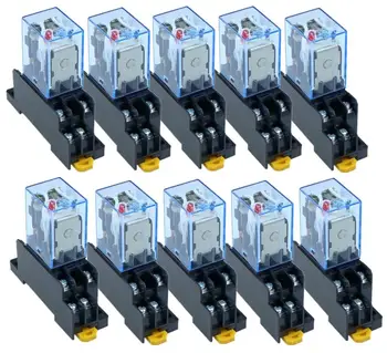 

10Pcs Relay LY2NJ DC110V AC110V AC220V AC380V Small relay 10A 8 Pins Coil DPDT With Socket Base