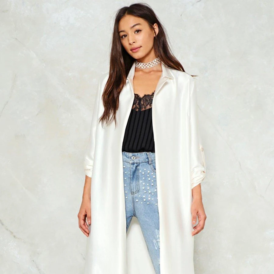 Шелковый Blazer Для женщин костюм плюс Размеры Блейзер Femme Slim Fit белый блейзер