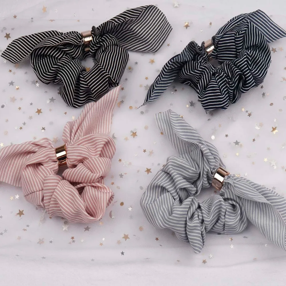 

CN Hair Accessories Bow Scarf Hair Rubber Ribbon Elastic Hair Bands For Women Girls Printed Scrunchies Dual Use Rope Headdress