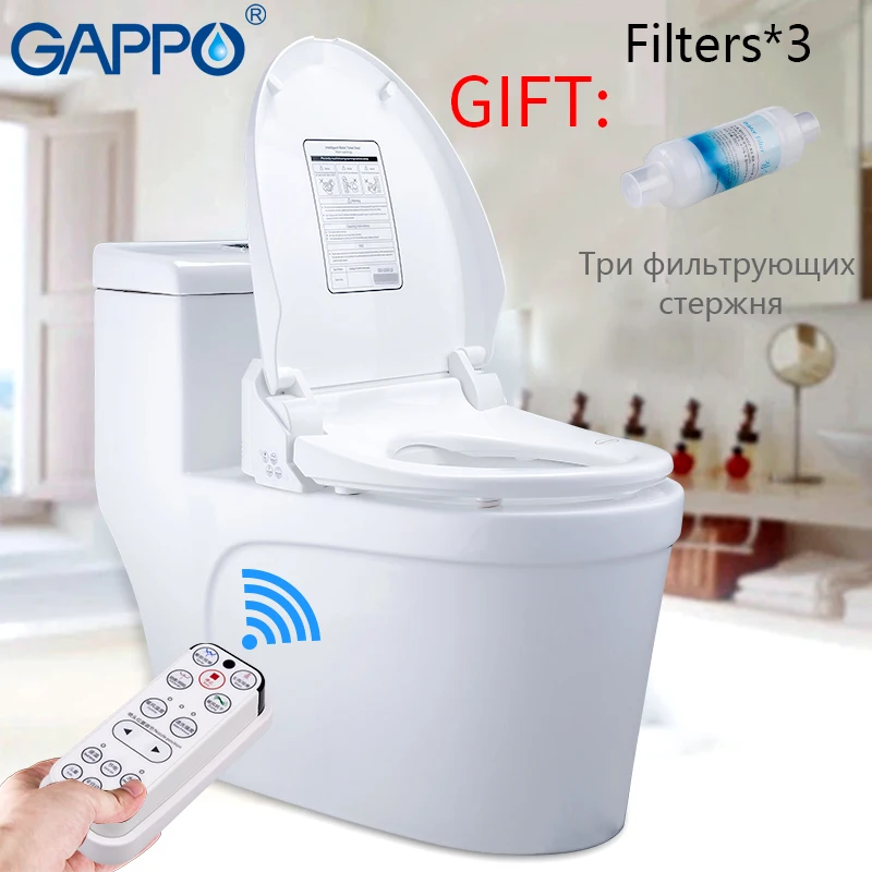 

GAPPO Smart Toilet Seats Remote Control Heated Toilet Cover Led Light Cover Toilet Elongate Toilet Warm Female Washing
