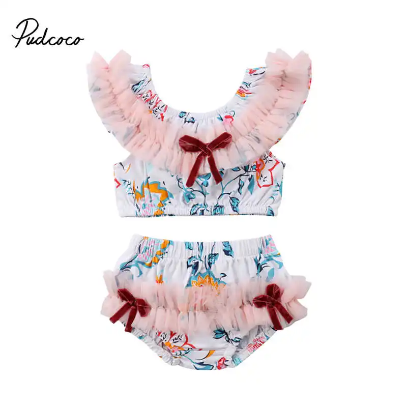 Pudcoco Baby Clothes Newborn Toddler Baby Girl Lace Floral Off Shoulder