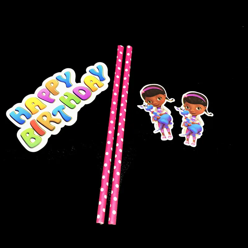 

1set/lot McStuffins theme cake topper Dottie McStuffins birthday party decorations McStuffins theme cake flags party supplies