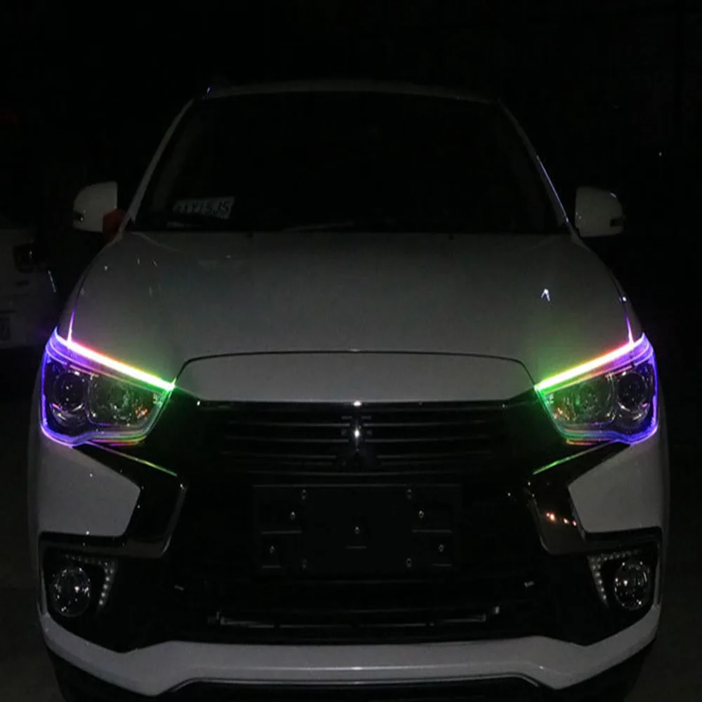 

Car eyebrow light LED marquee turn to teardrop colorful light bar Ultra-thin guide bar RGB streamer