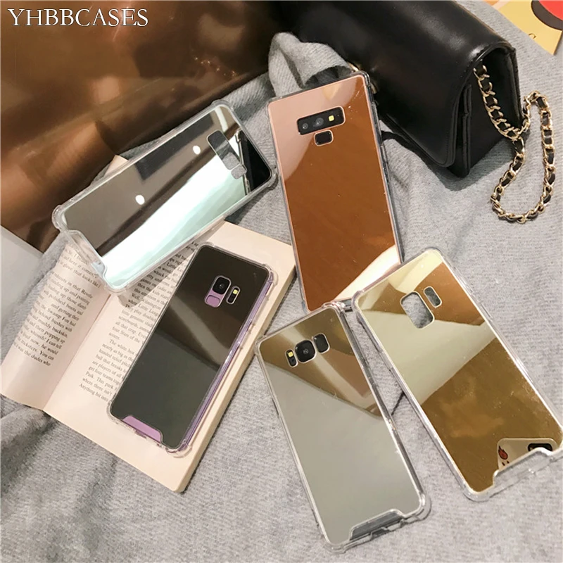 

YHBBCASES For Samsung Galaxy S10 S8 S9 Plus Fashion Gold Makeup Mirror Phone Cover For Samsung Note 8 9 Couples UNBreak Cases