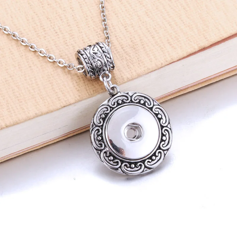 

Snap Button Jewelry Metal Pendant Necklace with 60CM Link chain Fit 18/20mm Snap Necklace Boom Life Jewelry 6677