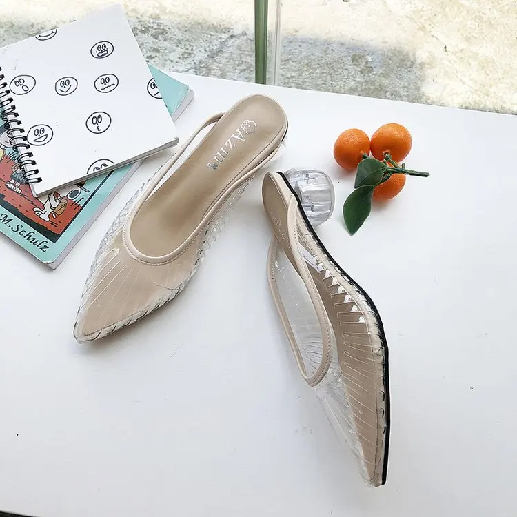 

Clear Slides Rubber Slippers Mules Sliders Air Mesh Modis Summer Ladies Pvc Med Outside Female Closed Toe Water Low New 2019