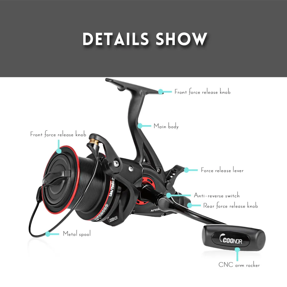 COONOR NFR9000 + 8000 12 + 1BB 4.6:1 Full Metal Spinning Fishing Reel with Double Spool