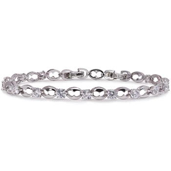 

MxGxFam 2019 New 19 cm White Zircon Grace Bracelets For Women Fashion Jewelry AAA+ Quality Rhodium Gold Color