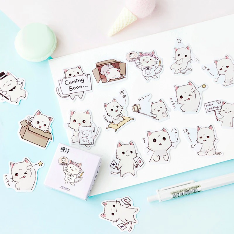 

45 pcs Cute cat cartoon animal sticker photo album Scrapbook paper decoration sticker diy Handmade gift card stickers Arts Craft