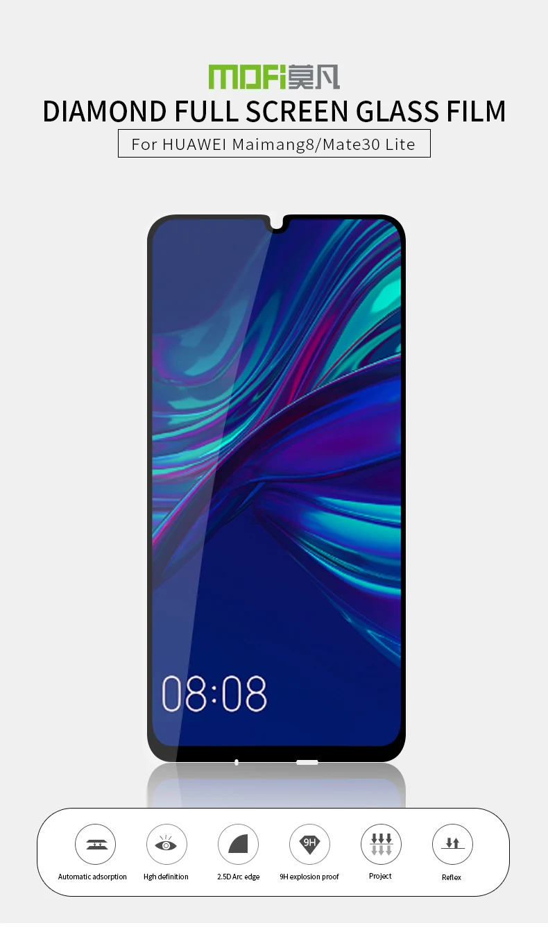 Защитная пленка для телефона MOFi для huawei mate 30 Lite glass закаленное 3D полное покрытие для экрана для huawei maimang 8 стеклянная защитная пленка