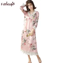 Fdfklak, весенне-летнее платье для женщин, милая кружевная ночная рубашка, женская ночная рубашка большого размера, свободная ночная рубашка