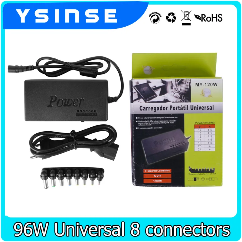 

Universal Laptop Adapter 96W LED Charger Adjustable Power Supply Set 8 Detachable Plugs For Notebooks Dell HP Toshiba Acer Asus