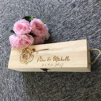

Personalized Rustic Ceremony Wine box, Wedding Wine Bottle Holder, Wedding Wine Box, Custom Name and date Wedding Favor Gift Box